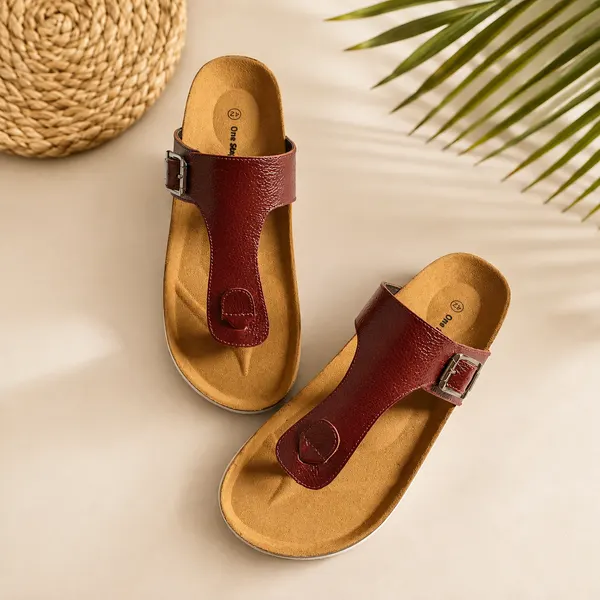 men's maroon leather sandal