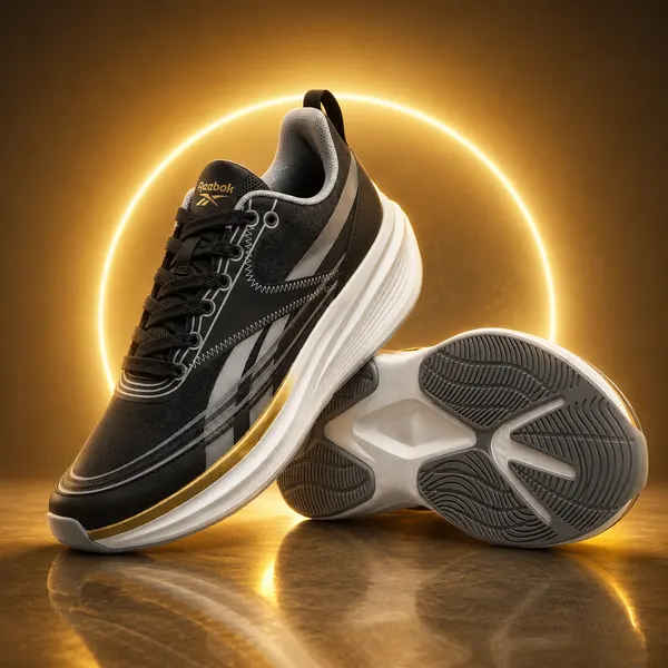 Reebok Men's Black Grey Gold Running Shoes - Image 2