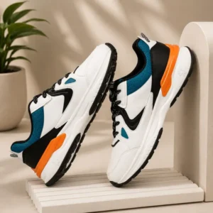 Men’s White Blue Orange Sports Shoes